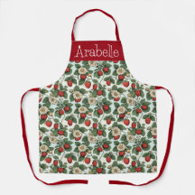 Strawberry Patch Apron com folhas verdes