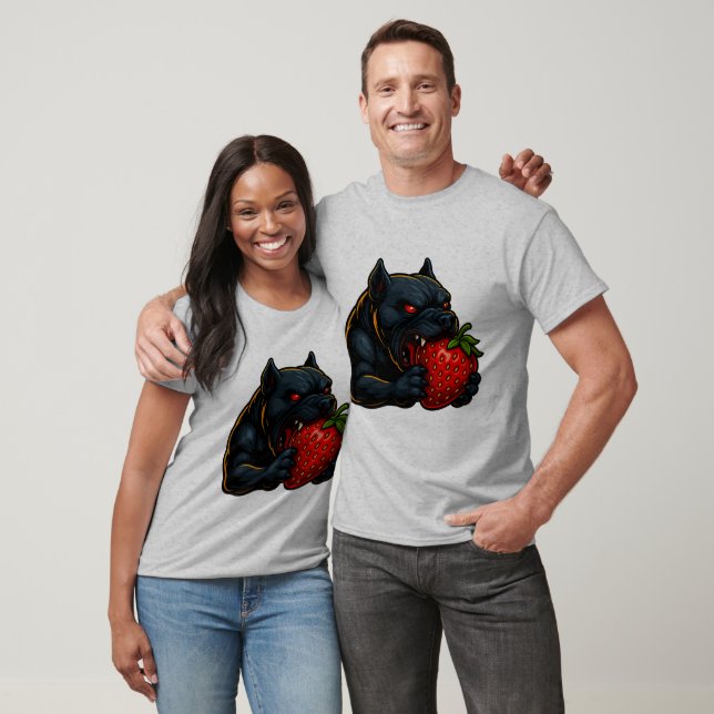 Strawberry Snarl – Glow Bulldog Couple T-Shirt (Unissex)