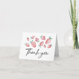 Strawberry Watercolor Berry Sweet Cartões de agrad