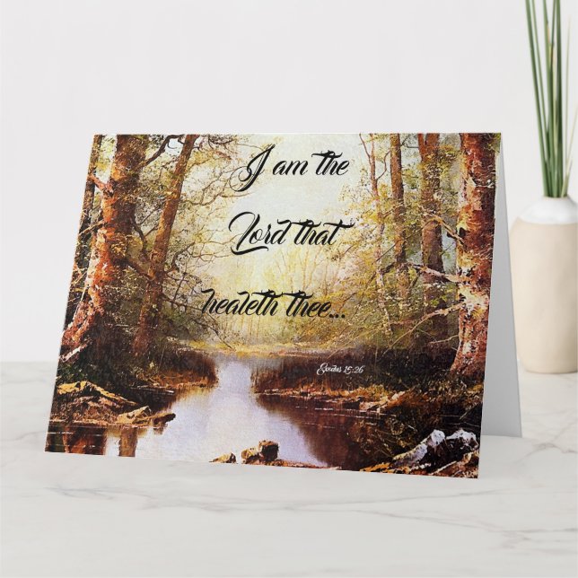 Stream Woods Trees Deus Curva Grande Cartão Saudáv (Frente)