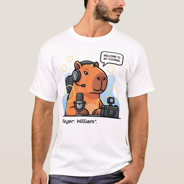 Streamer Capybara T-Shirt – Personalized Gamer App (Frente)