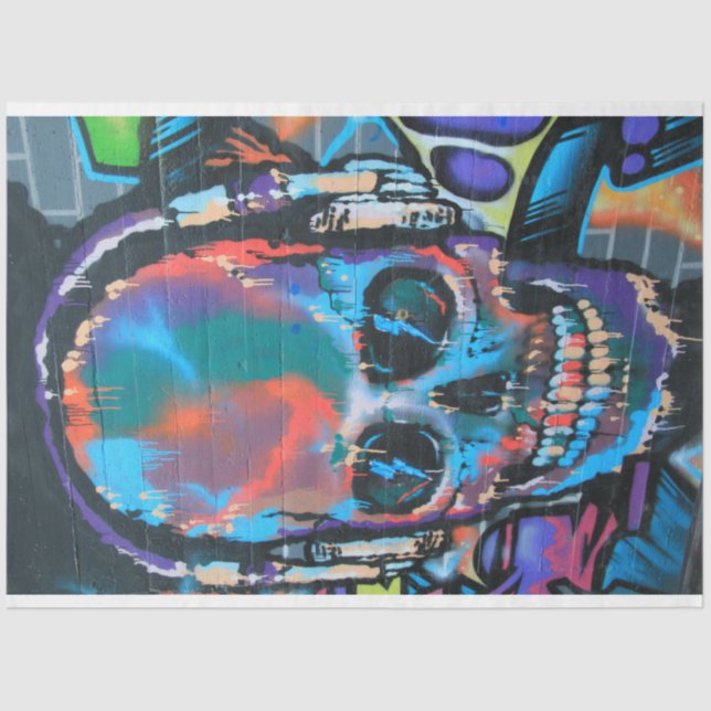 Street Art Skull Urban Decoupage Papel Tecido (Frente )