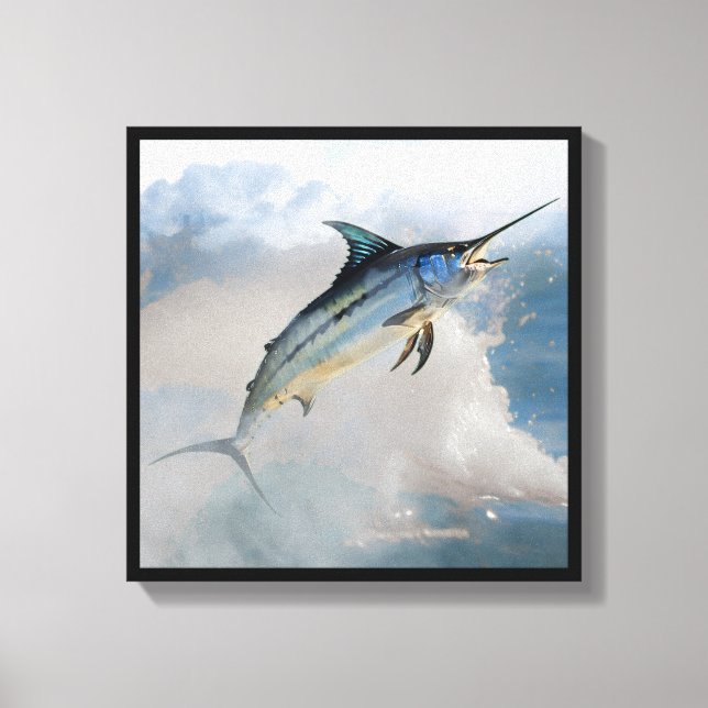 Stretched Canvas Print with Jumping Marlin (Frente)