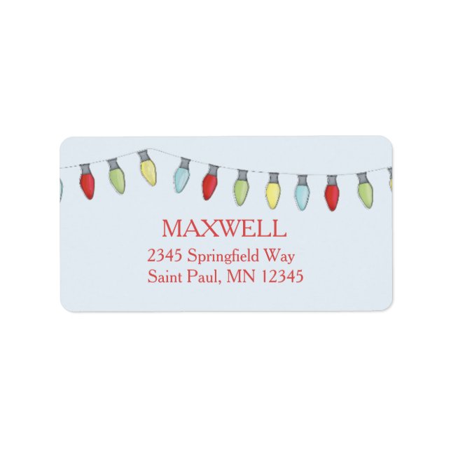 String das luzes de Natal - Etiqueta editável (Frente)