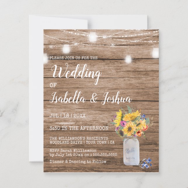 String de Luzes do Orçamento | Casamento Mason Jar (Frente)