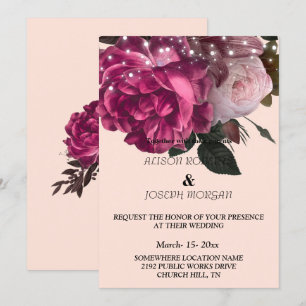 String Lights Burgundy Flowers Convite De Casament