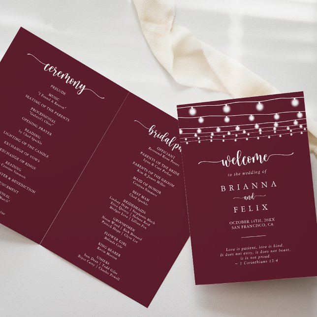 String Lights Burgundy - Programa de Casamento Dob (Criador carregado)