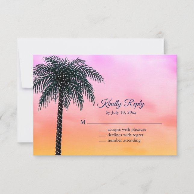 String Lights Palm Tree Sunrise RSVP (Frente)