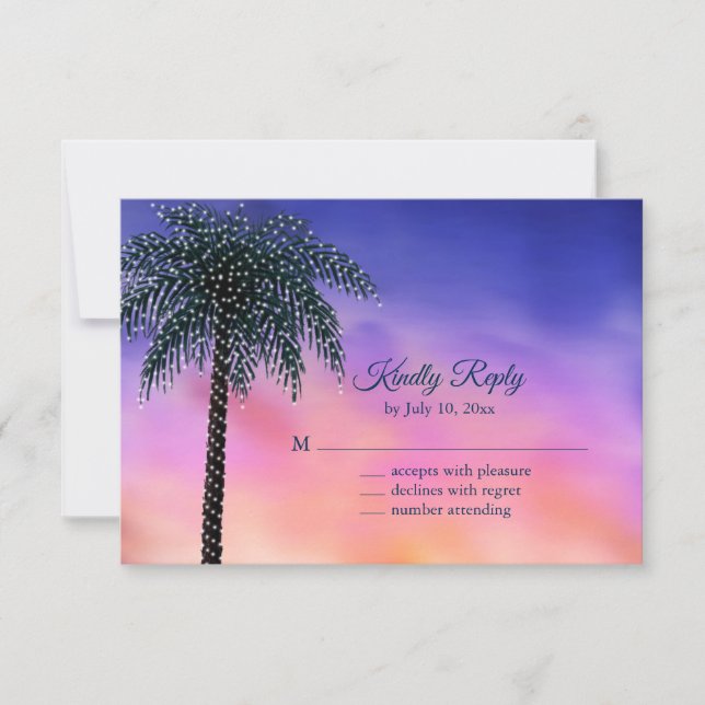 String Lights Palm Tree Sunset RSVP (Frente)