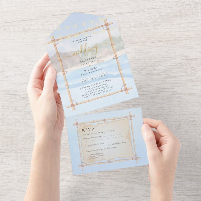 Strings costeiras de praia Luzes de casamento RSVP (Tearaway)