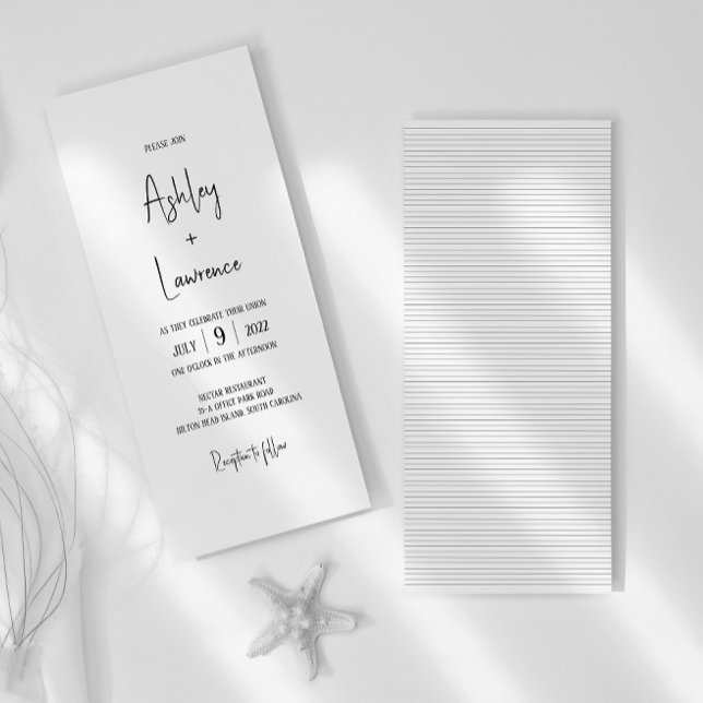 Stripe Minimalista ・ Convite Moderno Limpo de Scri (Minimalist Stripe • Clean Modern Script Invitation)