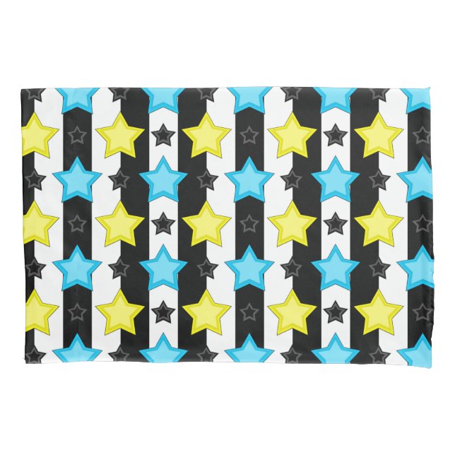 Striped Blue Yellow Stars Pattern Design  (Frente)