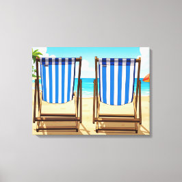 Striped deckchairs canvas print