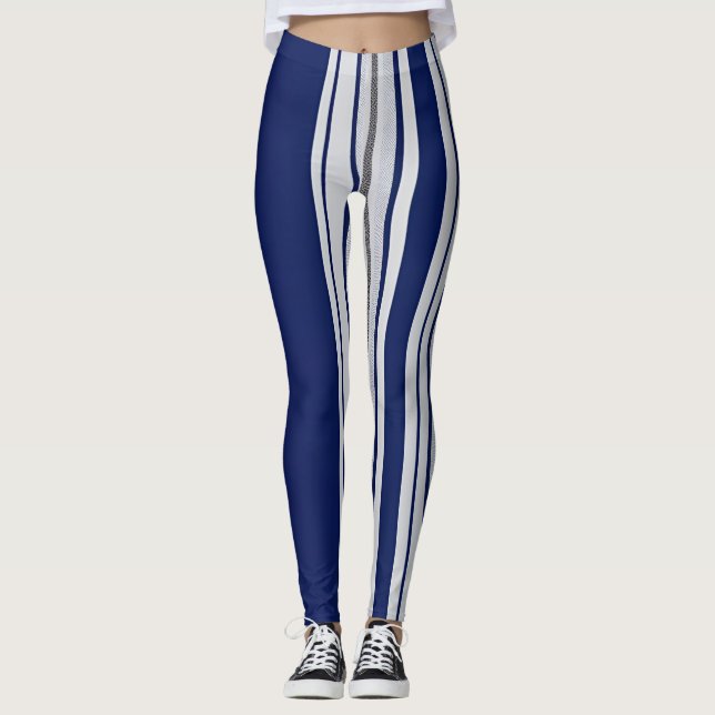 Striped Navy Blue and Grey Leggings (Frente)