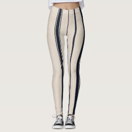 Striped Navy Blue and White Leggings