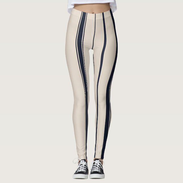 Striped Navy Blue and White Leggings (Frente)