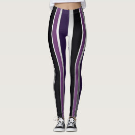 Striped Purple and Black Leggings
