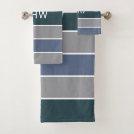 Stripes Padrão Conjunto de toalhas de Monograma Pe