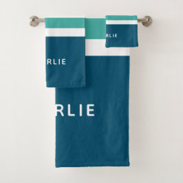 Stripes Padrão Conjunto de toalhas de Monograma Pe