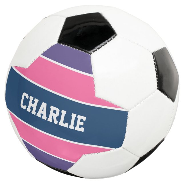Stripes Padrão nome personalizado bola de futebol (Três quartos)