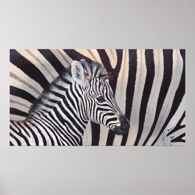 Stripes Zebra Bebê e mãe poster (Frente)