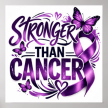 Stronger Than Cancer Inspirational Poster – Purple