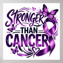 Stronger Than Cancer Inspirational Poster – Purple