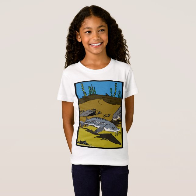 STURGEON COLORING PAGE & SCUTES - girls t-shirt (Frente Completa)