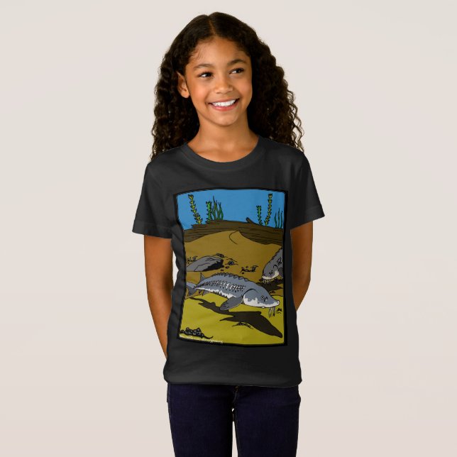STURGEON COLORING PAGE & SCUTES - girls t-shirt (Frente Completa)