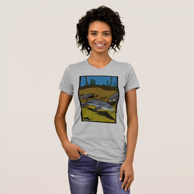 STURGEON COLORING PAGE & SCUTES - womens t-shirt (Frente Completa)