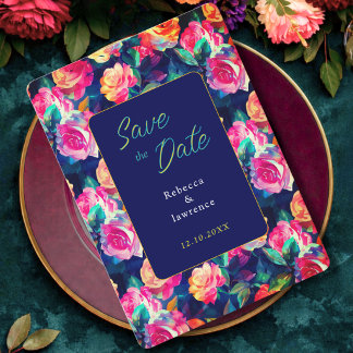 Stylish Colorful flowers wedding save the date