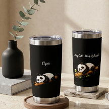 Stylish Elegant Panda Bamboo Custom Name Gift