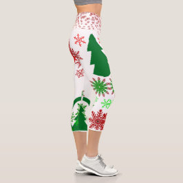 Stylish Green Christmas Tree Red Snowflakes White 