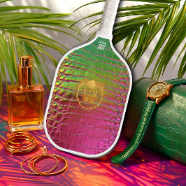 Stylish Iridescent Pink Green Faux Crocodile