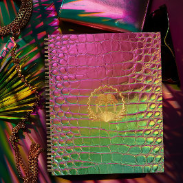 Stylish Pink Green Iridescent Croc Monogram 