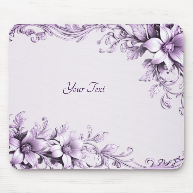 Stylish Purple Flowers Mousepad (Frente)