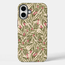Stylized pink bell-shaped floral pattern