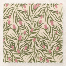 Stylized pink bell-shaped floral pattern
