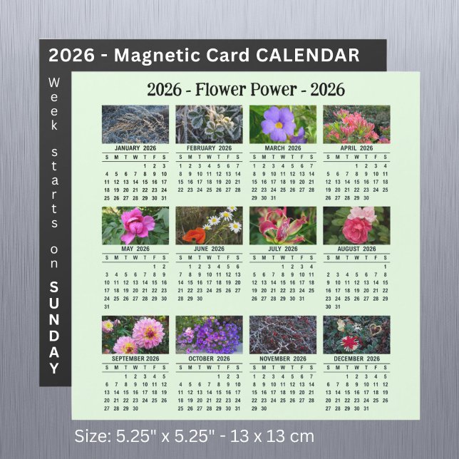 SU de Calendário Magnético Verde de Flor Personali (Criador carregado)