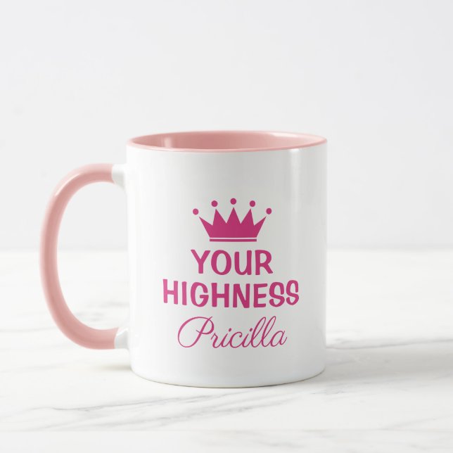 Sua Alteza, engraçada princesa rosa coroa caneca p (Esquerda)