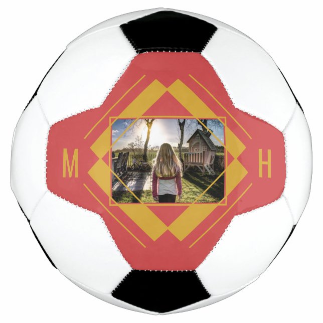 Sua bola de futebol de foto e monograma (Frente)