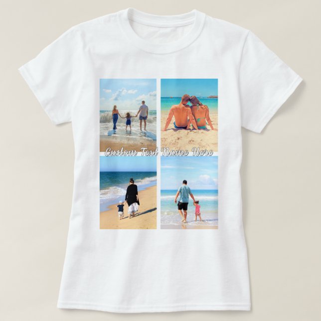 Sua Camisa de Colagem de Fotografias com Texto Per (Frente do Design)