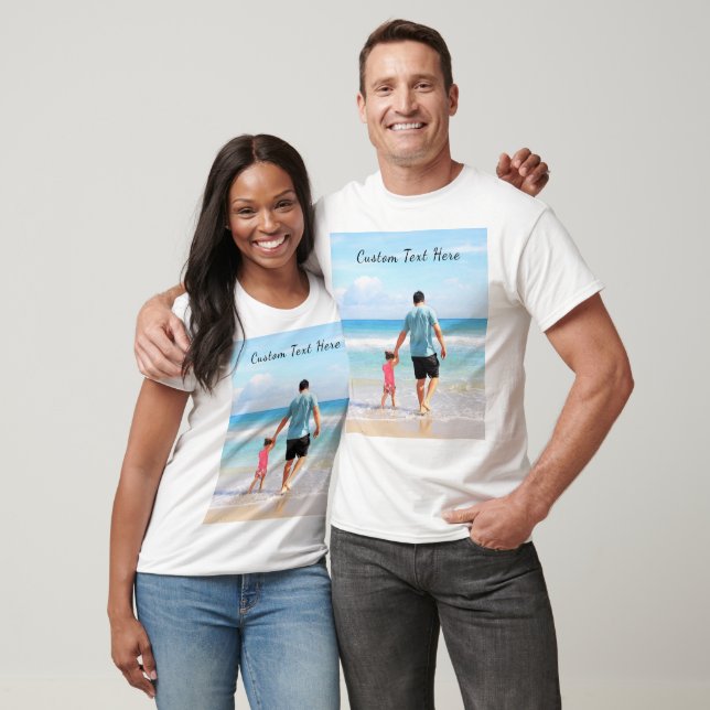 Sua Camisa de Fotos Favorita com Texto Personaliza (Unissex)