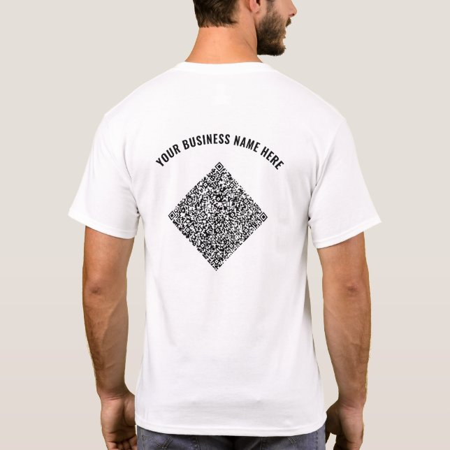 Sua Camisa de Negócios de Código QR com Texto Pers (Verso)