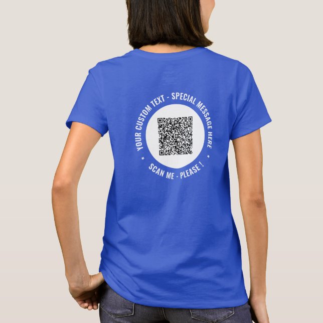Sua Camisa Divertida com Código QR Personalizado E (Verso)
