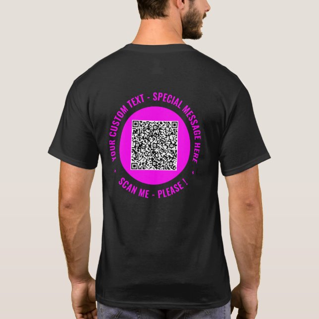Sua Camiseta de Código QR Engraçada com Texto Pers (Verso)