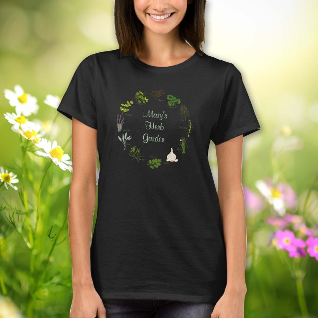 Sua Camiseta de Jardim de Ervas Personalizado (Your Custom Herb Garden T-Shirt. Fragrant, flavorful herbs and spices, customize with your text. )