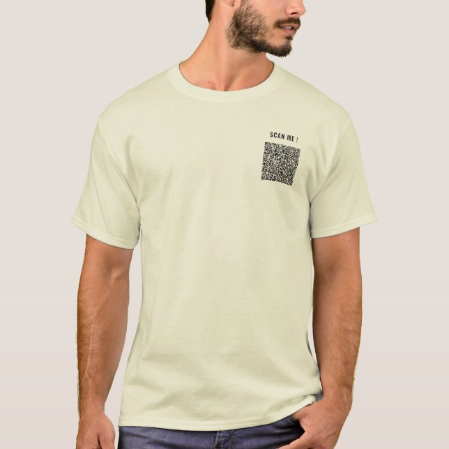 Sua Camiseta de Negócios com Código QR Exemplo de  (Frente)