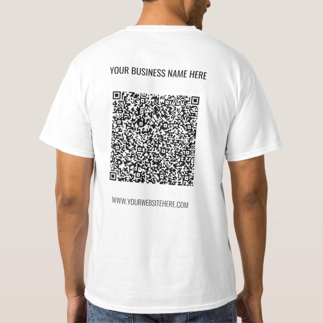 Sua Camiseta Empresarial com Código QR e Texto Per (Verso)