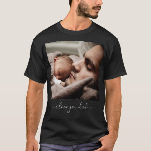 Sua Camiseta Fotográfica do Pai com Texto - Eu Amo